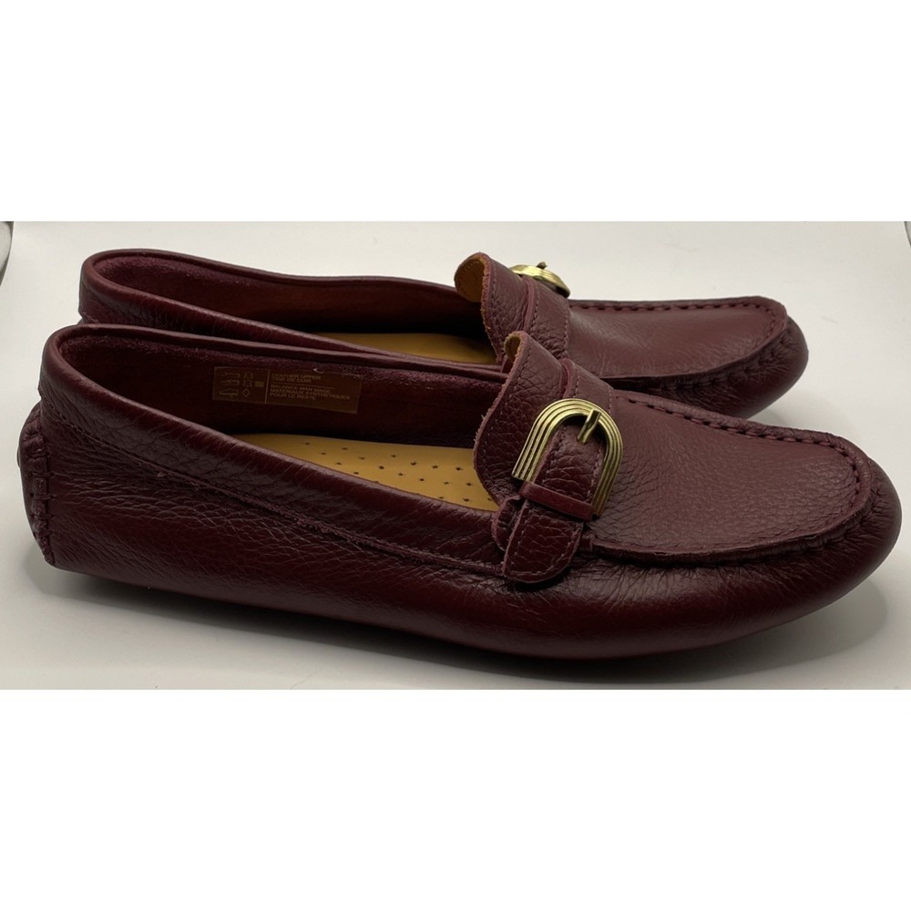 Rockport Bayview Rib Burgundy‎ Leather Slip On Driving Loafers Women's Size 6.5